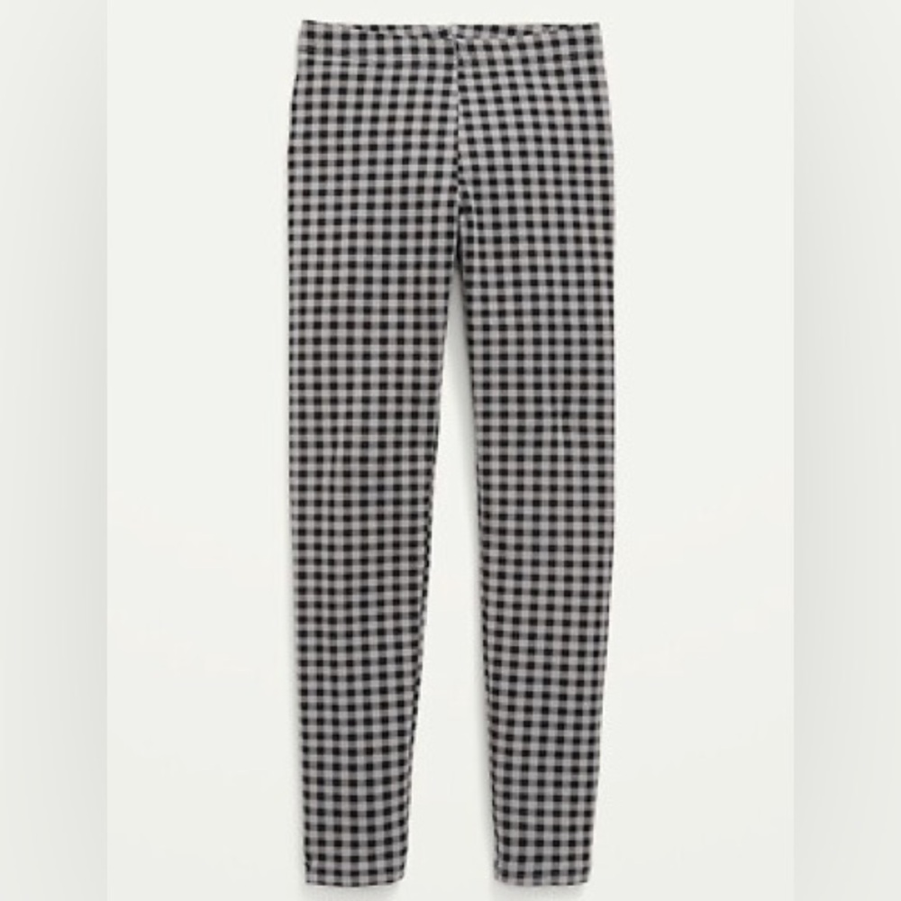 Old Navy Girls Black White Gingham Plaid Leggings Size 10/12